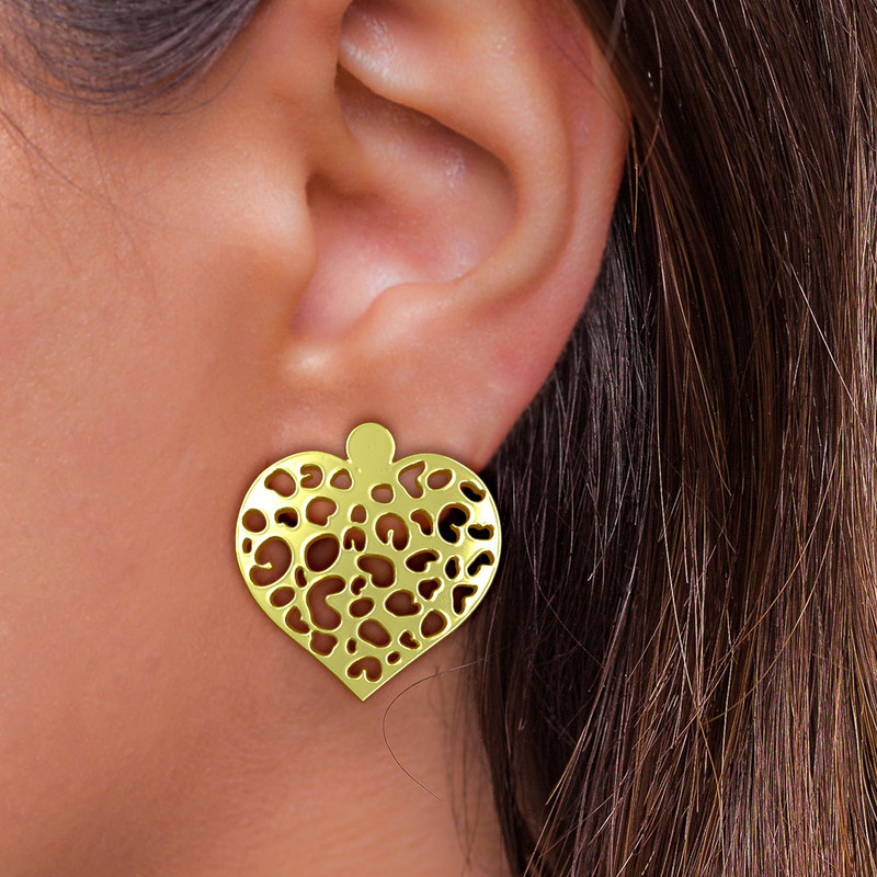 گوشواره طلا 18 عیار زنانه مدوپد مدل قلب کد GA1-10952