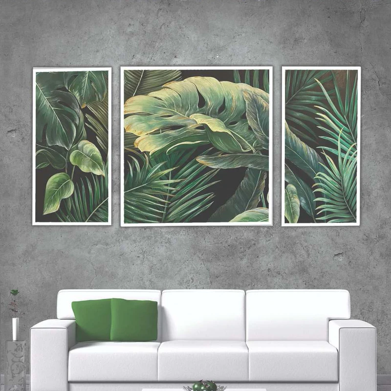 تابلو بکلیت طرح مدرن دیجیتال آرت مدل W-2111 فریم سفید مجموعه 3 عددی