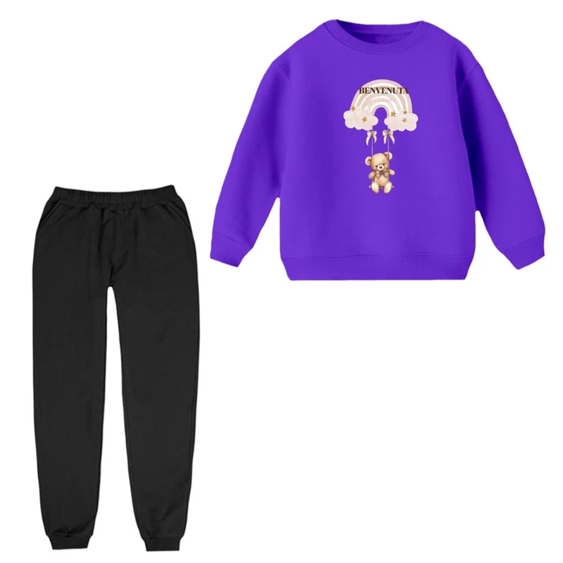 ست سویشرت و شلوار راحتی بچگانه مدل خرس و تاب 