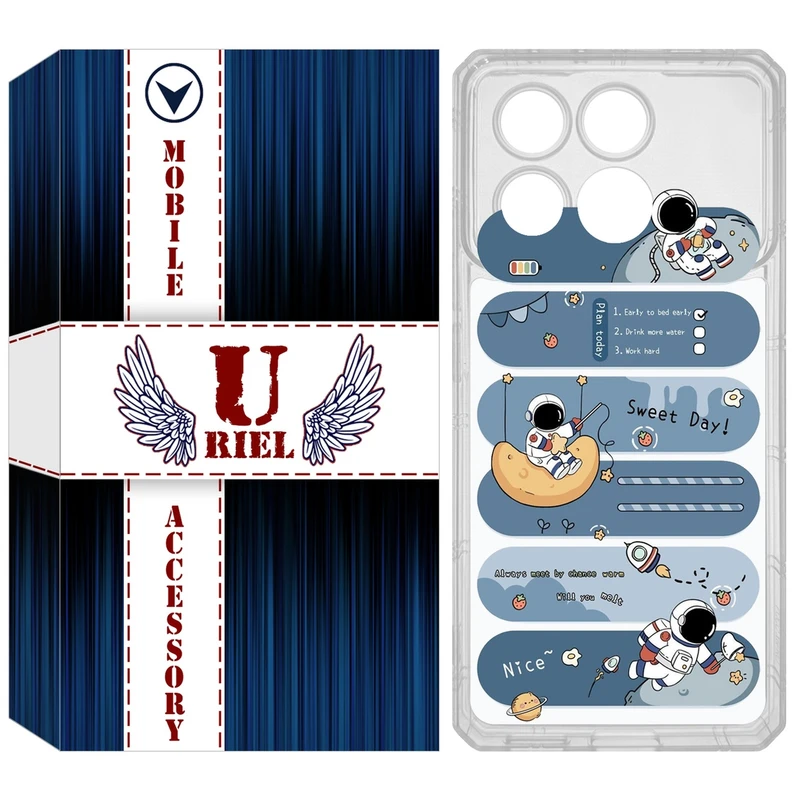 کاور یوریل مدل Clear کد 18 طرح فضانورد مناسب برای گوشی موبایل شیائومی Poco X6 Pro