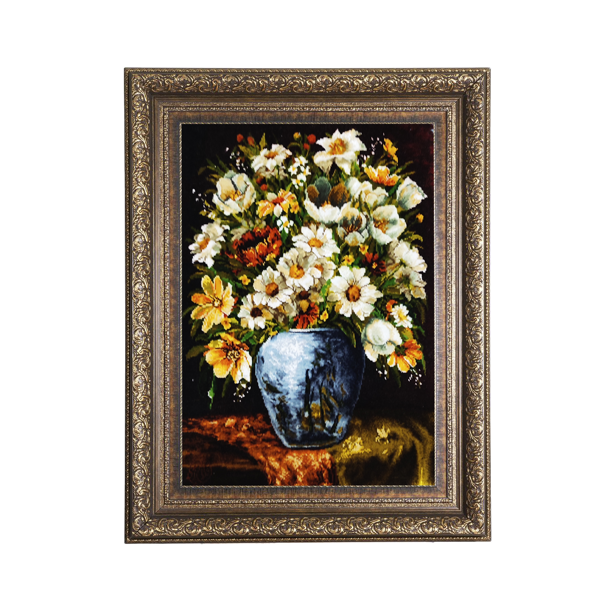 تابلو فرش دستباف مدل گلدان گل کد 82