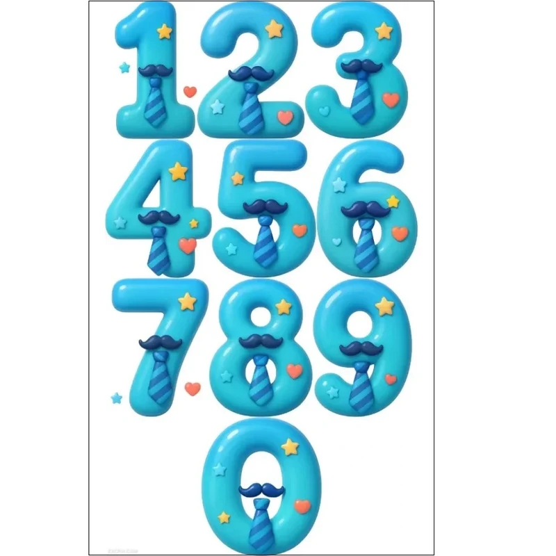 برچسب مدل اعداد انگلیسی آبی کد 10142