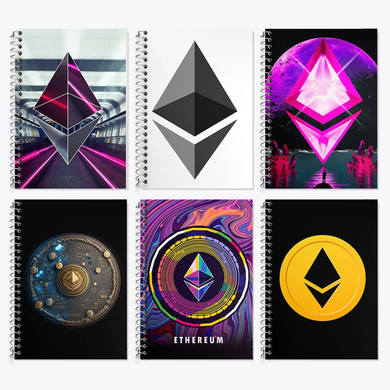 دفتر زبان 50 برگ خندالو مدل دو خط طرح ارز دیجیتال اتریوم کد 557 مجموعه 6 عددی