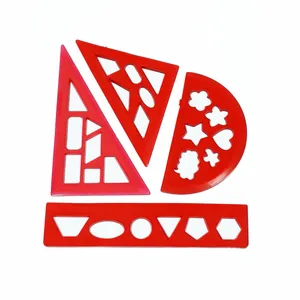ست خط کش طرح شابلون دار کد 55 مجموعه 4 عددی
