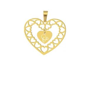 آویز گردنبند هایکا طرح قلب وحرف لاتین O مدل ha194