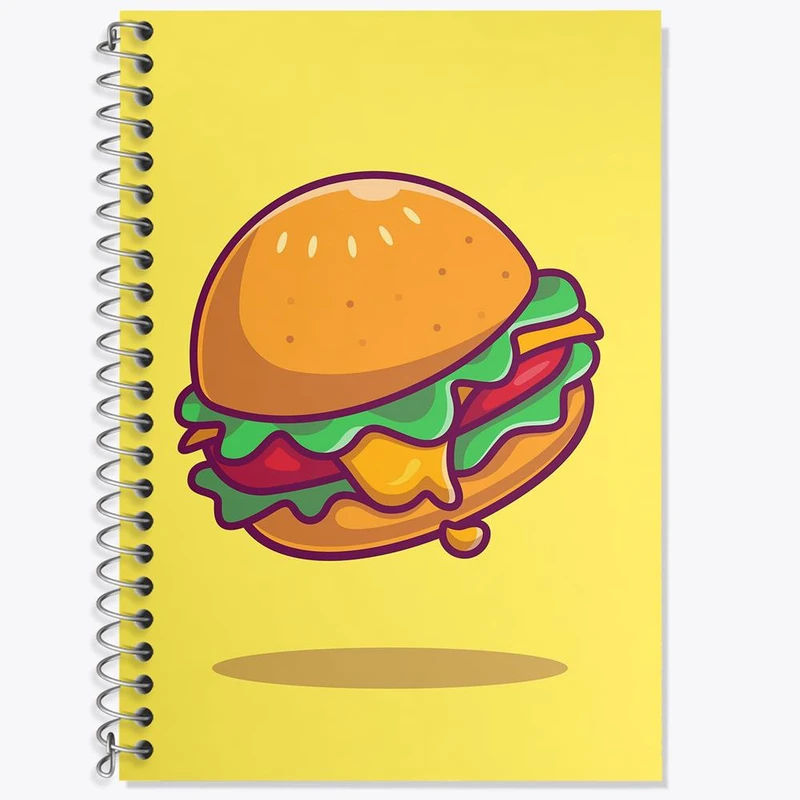 دفتر زبان 50 برگ خندالو مدل دو خط طرح فست فود برگر کد 29469