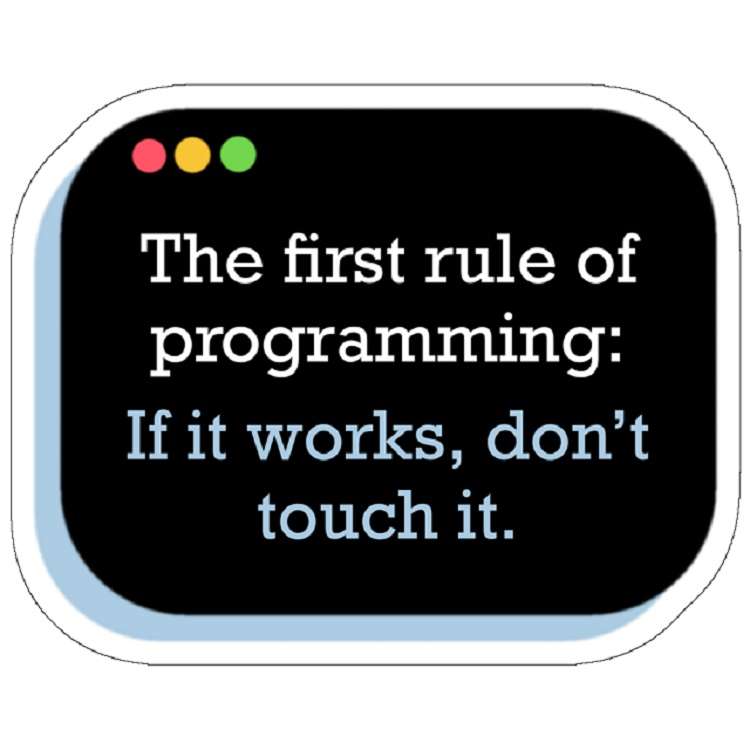 استیکر لپ تاپ مدل First Rule of Programming Blue