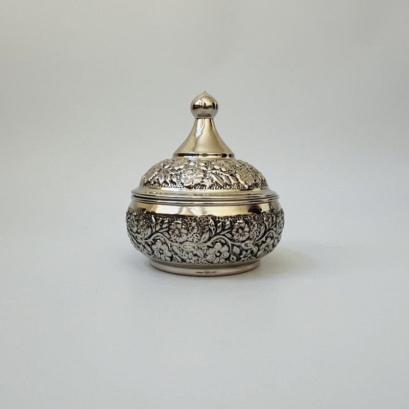 قندان مسی مدل قلم زنی کروم کد ZH418.2