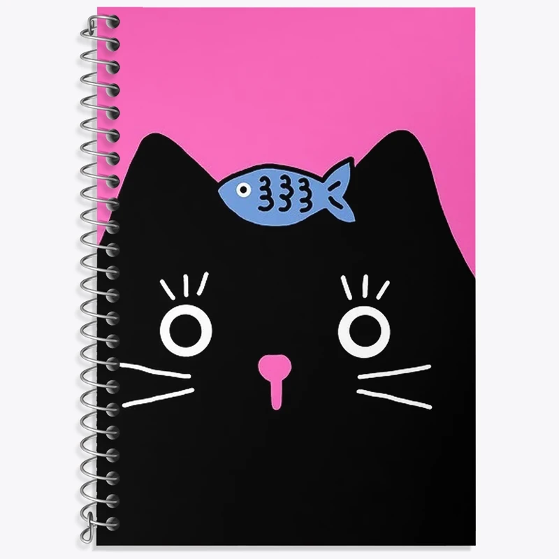 دفتر لغت 50 برگ خندالو طرح گربه و ماهی کد N1297