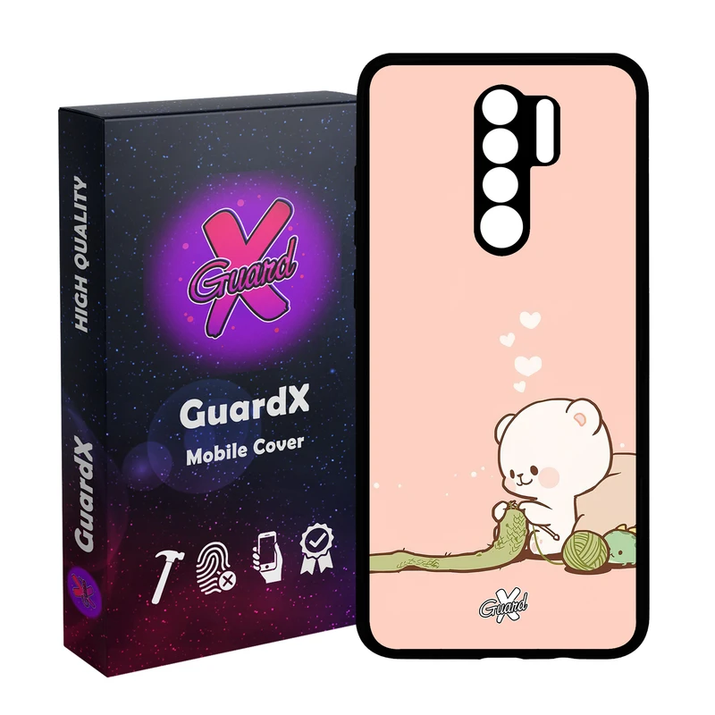 کاور گارد ایکس طرح خرس 2 مدل Glass10489 مناسب برای گوشی موبایل شیائومی Redmi 9/Redmi 9 Prime/Poco M2