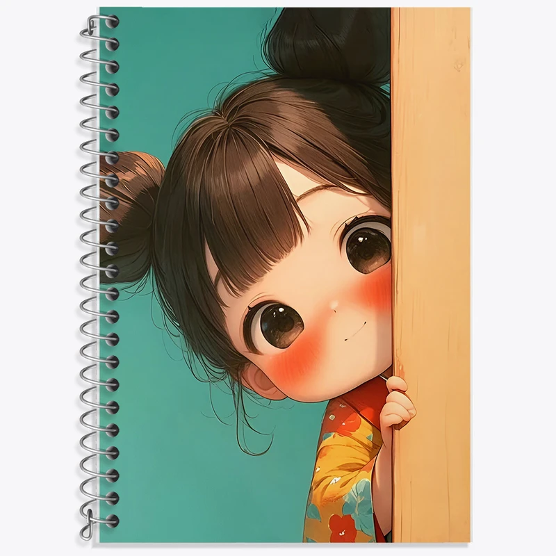 دفتر زبان 50 برگ خندالو مدل سه خط طرح دخترانه کیوت کد F6169