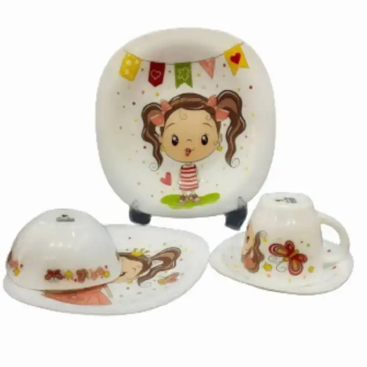 سرویس غذا خوری 5 تکه کودک پارس اپال طرح دختر پروانه کد 77