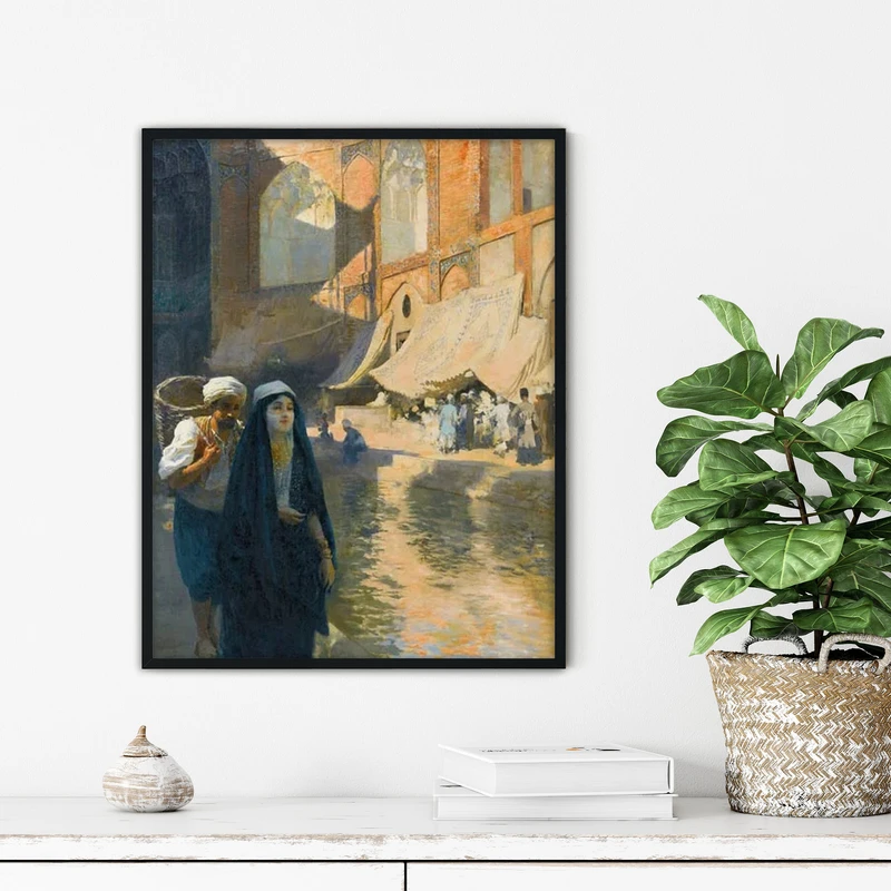 تابلو آتریسا طرح نقاشی کلاسیک مدرن مدل ATFHB14 فریم مشکی 