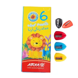 مدادرنگی 6 رنگ آریا مدل 121 به همراه تراش مجموعه 6 عددی 