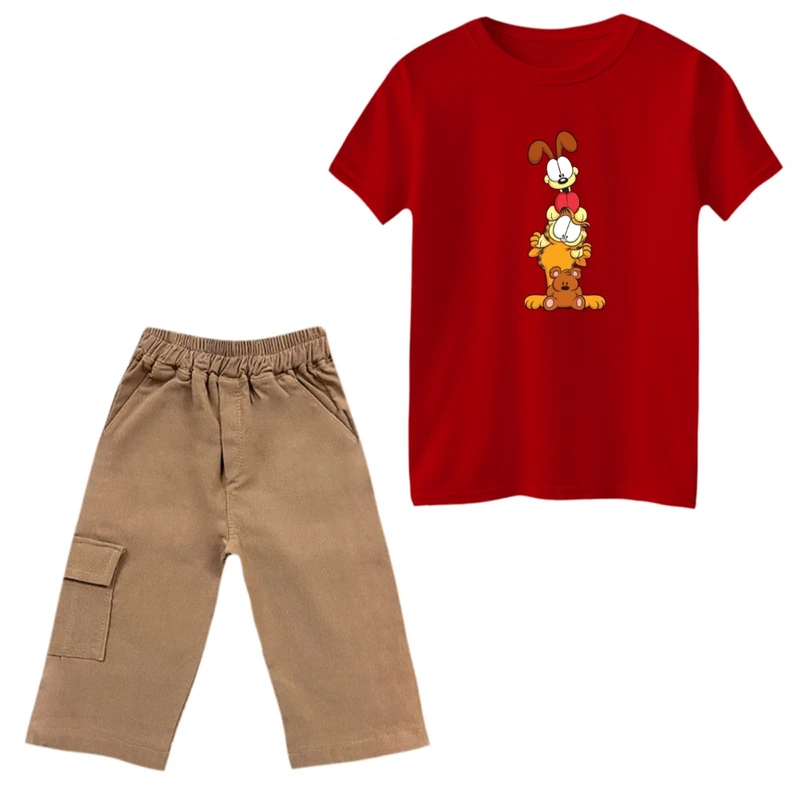 ست تی‌شرت و شلوارک پسرانه مدل گارفیلد کد 17