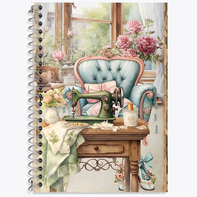 دفتر زبان 50 برگ خندالو مدل دو خط طرح چرخ خیاطی کد N2009