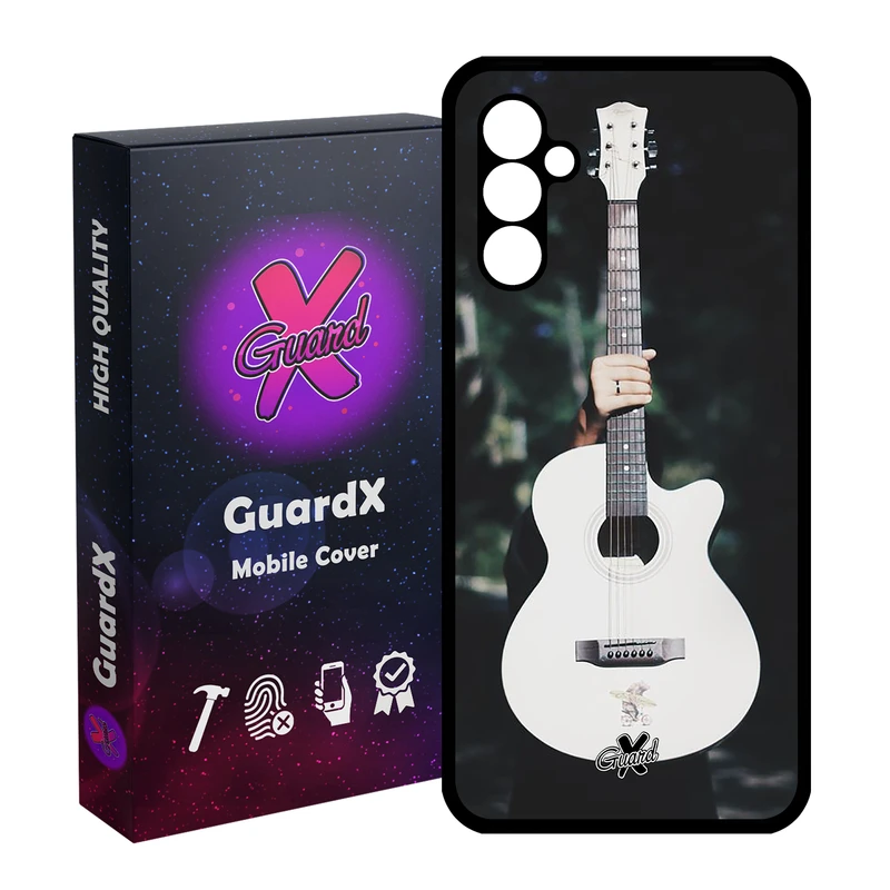 کاور گارد ایکس طرح گیتار مدل Glass10263 مناسب برای گوشی موبایل سامسونگ Galaxy A24/A24 4G/M34 5G