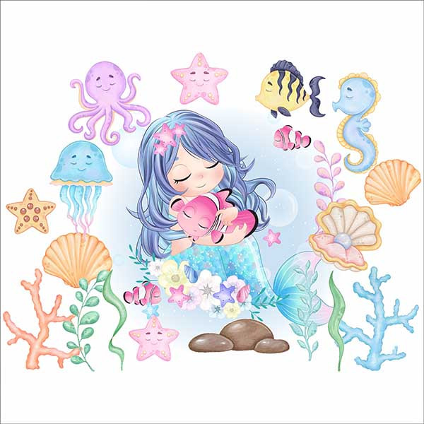 استیکر دیواری کودک راتیانا مدل پری دریایی کد 01
