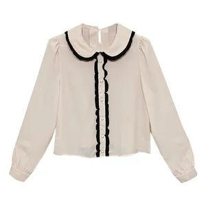 بلوز آستین بلند یقه برگردان زنانه مدل 75521