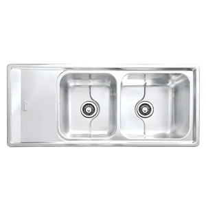 سینک ظرفشویی استیل توکار دو لگنه نگین الماس مدل SA109