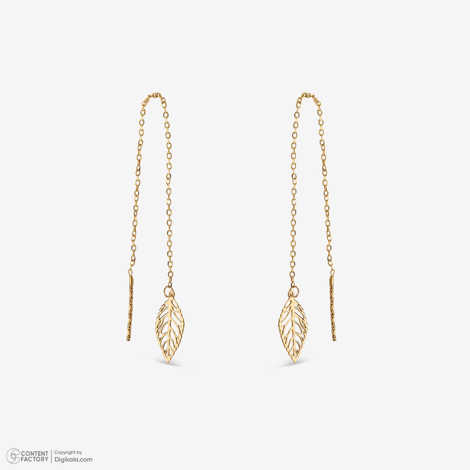 گوشواره بخیه‌ای طلا کم اجرت  18 عیار زنانه نگین مدل 106 -  - 2