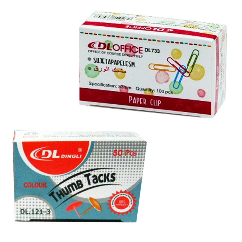 گیره کاغذ دی ال مدل آفیس کد 45 به همراه پونز مجموعه 2 عددی