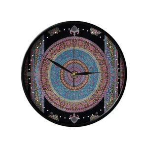 ساعت دیواری مدوپد طرح فرش قم ترنج گلدانی مدل C-Ghom098