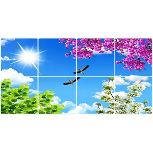 تایل سقفی آسمان مجازی طرح گلها کد ST 2293-8 سایز 60x60 سانتی متر مجموعه 8عددی