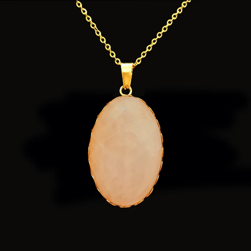 گردنبند مدل سنگ طبیعی رز کوارتز کد Art71