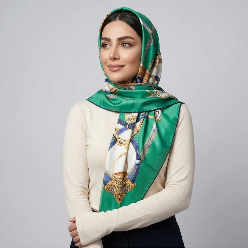 روسری زنانه آنالیا مدل ابریشم توییل دور دست دوز بهاری کد ana-9607