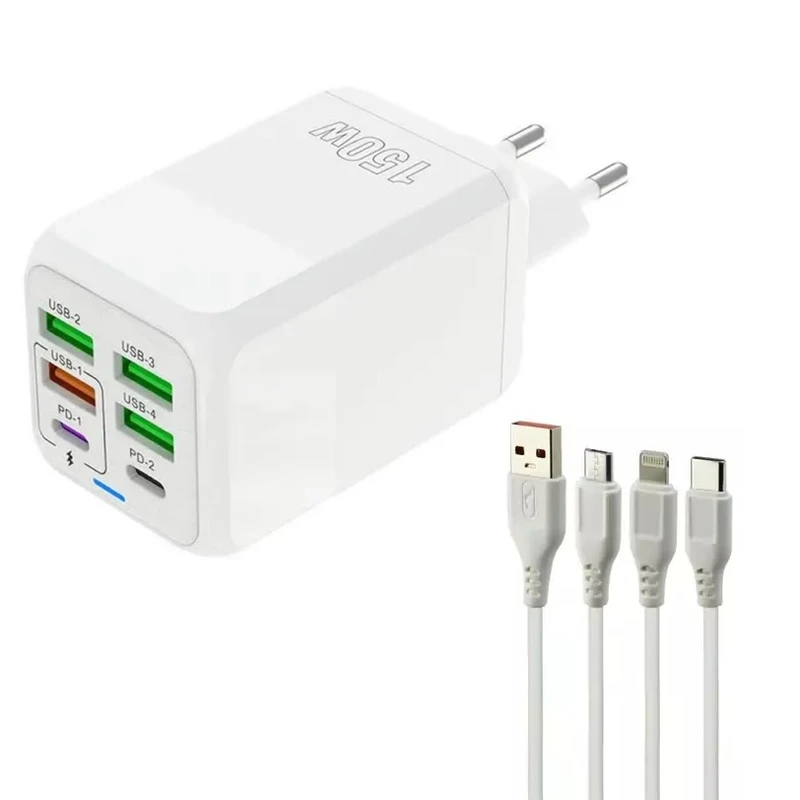 شارژر دیواری 150 وات مدل adc-pd006 به همراه 4 عدد کابل