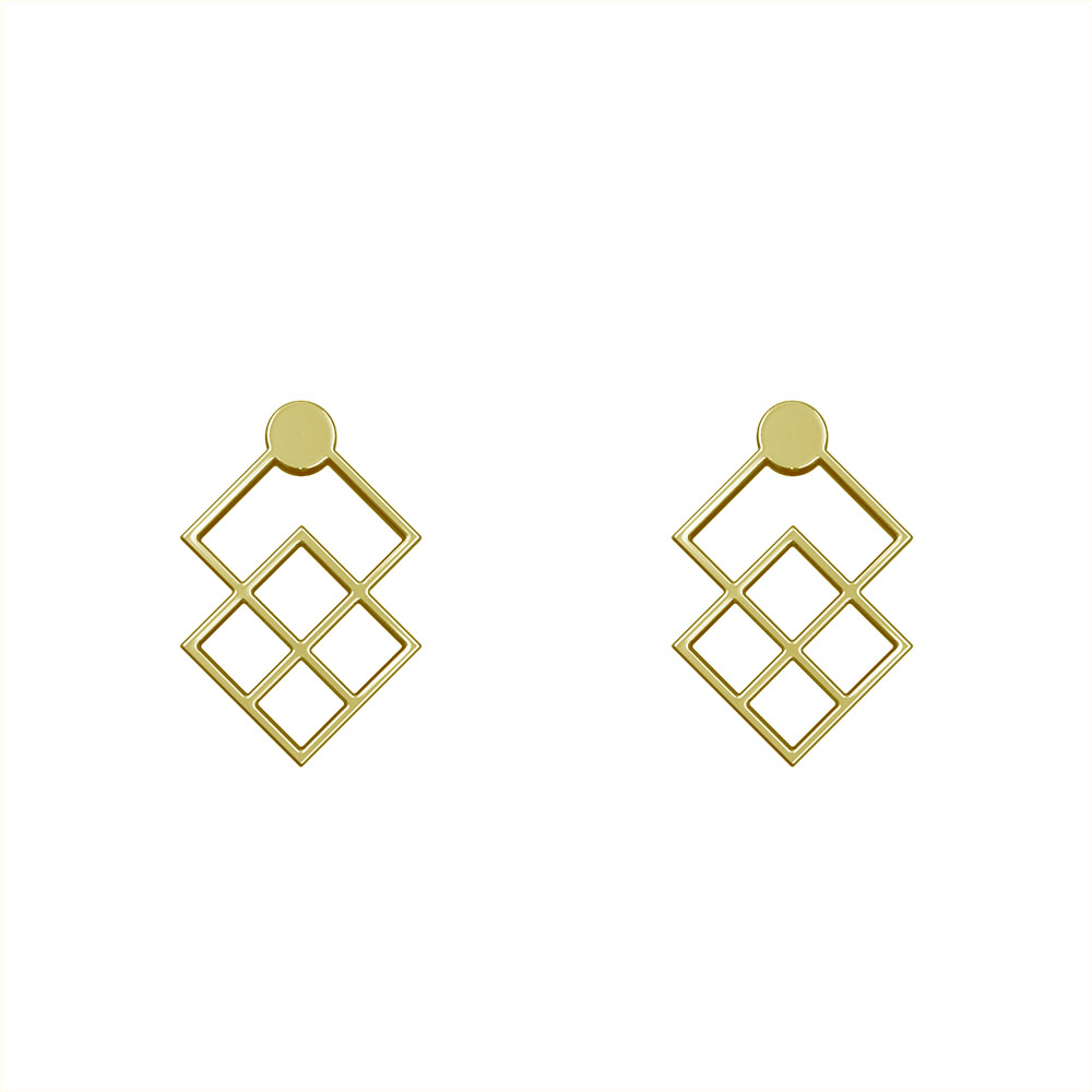 گوشواره طلا 18 عیار زنانه مدوپد مدل هندسی کد GA1-10407