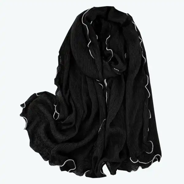 شال زنانه مدل نخی لبه موجی مرواریدی کد nh258