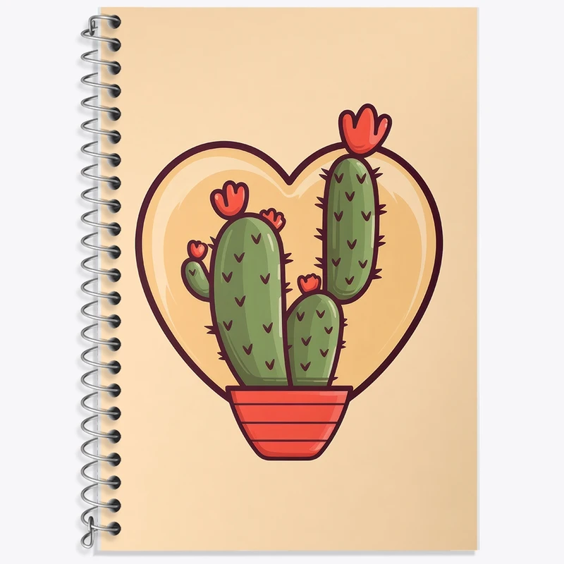 دفتر زبان 50 برگ خندالو مدل سه خط طرح کاکتوس کد F2646