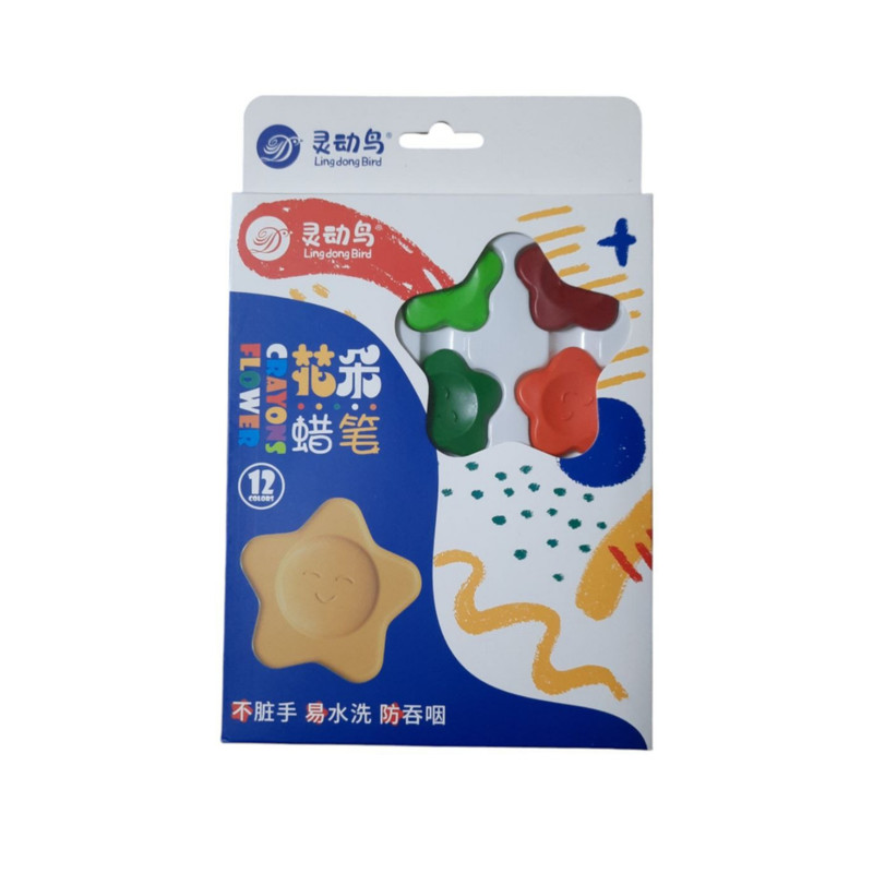 مداد شمعی 12 رنگ مدل جادویی طرح گل کد 122