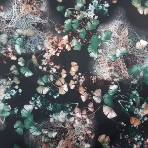 پارچه لباس مدل کودری نخی طرح برگ ها 