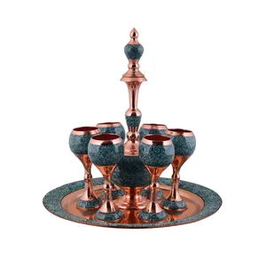 سرویس شربت خوری 8 پارچه فیروزه کوبی مدل F016 کد 01