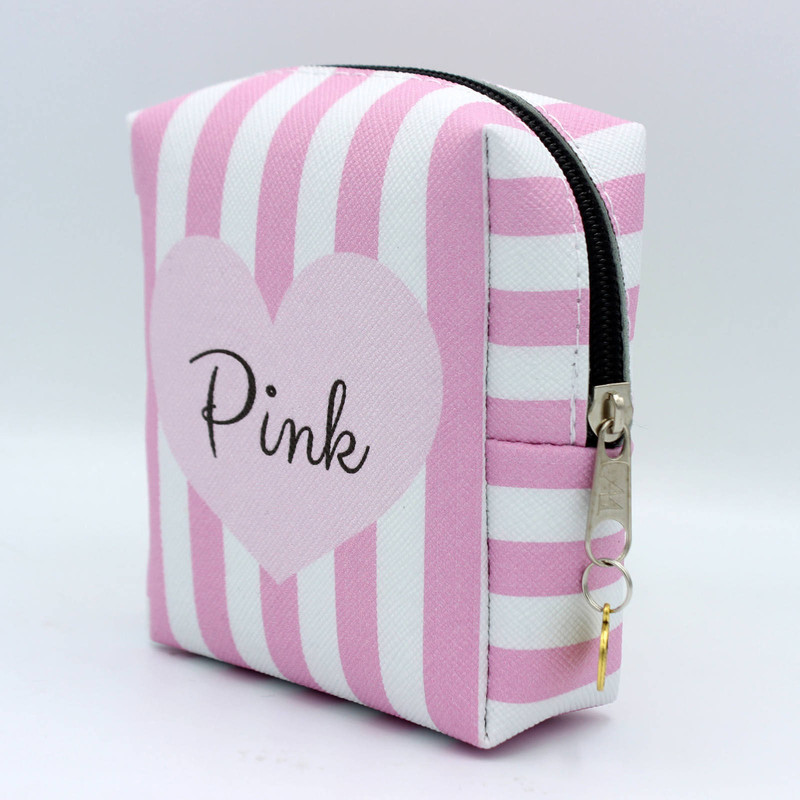 کیف لوازم آرایش زنانه طرح پینک راه راه مدل CB-014