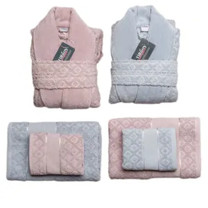 سرویس حوله پالتویی 12 تکه تیفانی مدل ست عروس و داماد کد T64