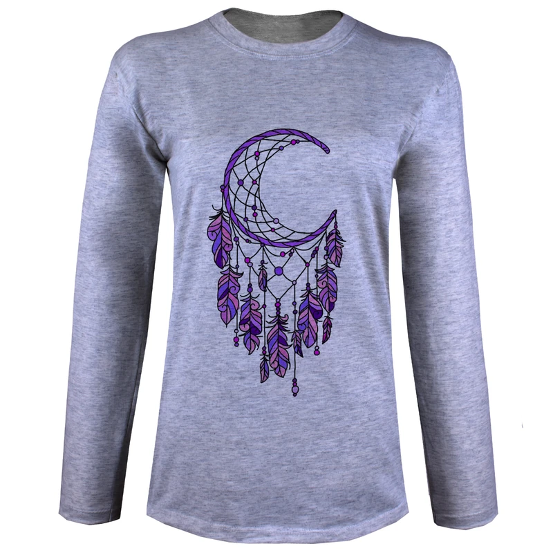 تی شرت آستین بلند زنانه مدل ماه دریم کچری X59