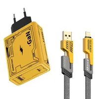 شارژر دیواری 120 وات&nbsp;مدل HX111-A+C به همراه کابل تبدیل USB / USB-C به لایتنینگ / USB-C