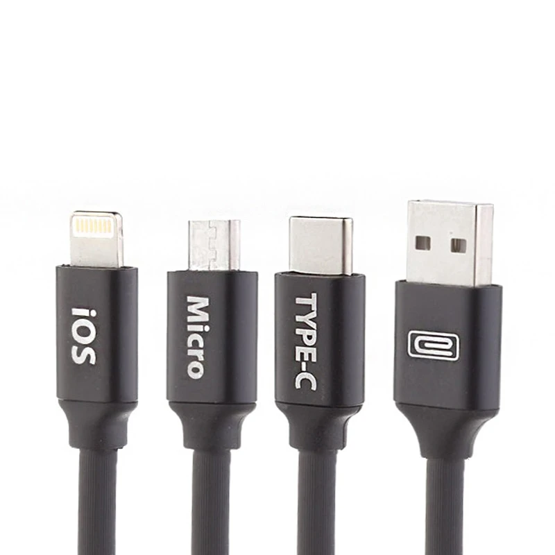 کابل تبدیل USB به Micro USB/لایتنینگ/USB-C ارلدام مدل EC-IMC01 3In1 طول 1.2 متر