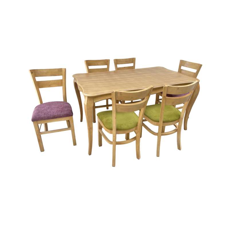 میز و صندلی ناهارخوری 6 نفره گالری چوب آشنایی مدل Khod-2Tir-Mah6 میز و صندلی ناهارخوری 6 نفره گالری چوب آشنایی مدل Khod-2Tir-Mah6