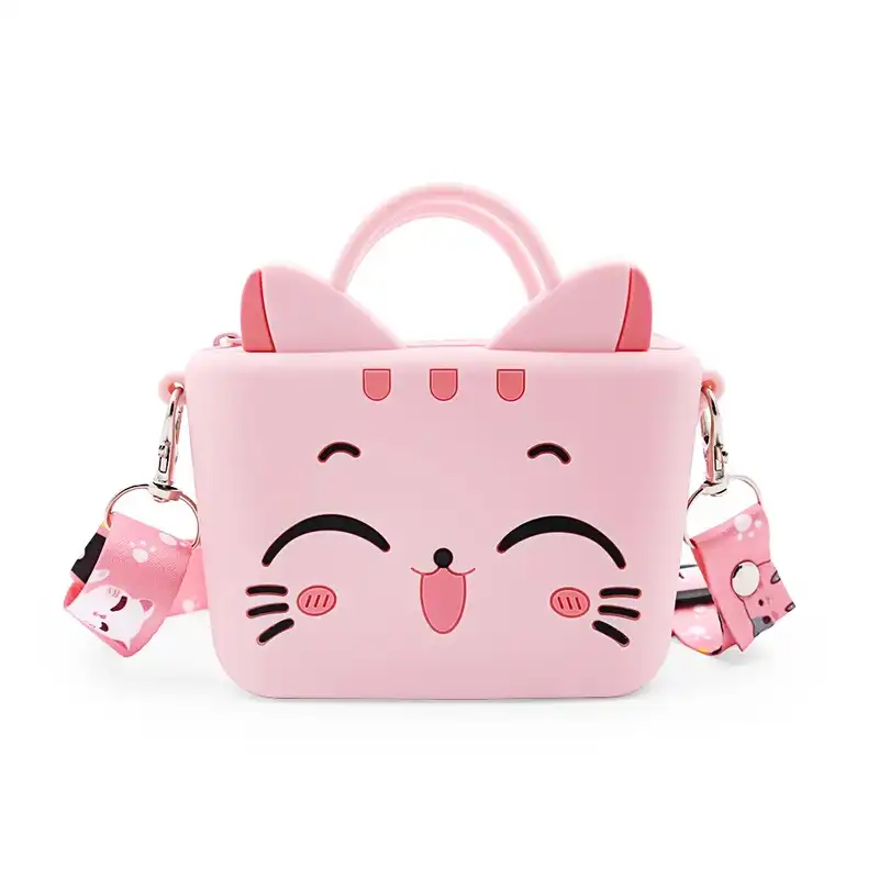 کیف رودوشی بچگانه مدل سیلیکونی فانتزی طرح سبیل گربه