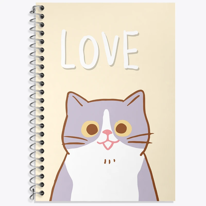 دفتر زبان 50 برگ خندالو مدل دو خط طرح گربه (Cat) کد N911