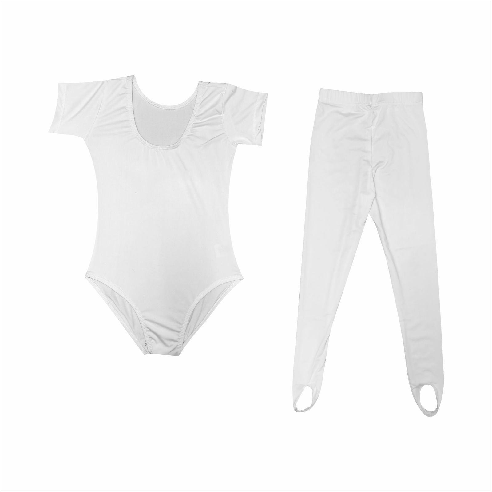 ست تی شرت و لگینگ ورزشی دخترانه مدل ژیمناستیک رنگ سفید -  - 1