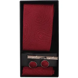 ست کراوات و دستمال جیب و دکمه سردست و گیره کراوات مردانه مدل PJ-108798