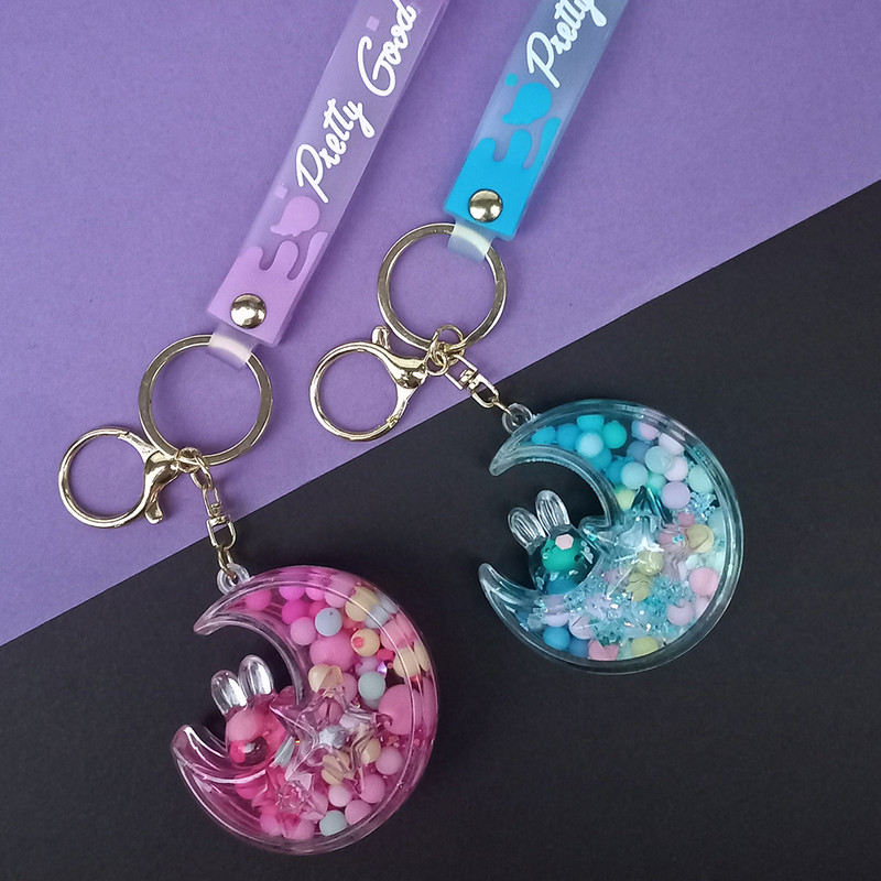 جاکلیدی دخترانه  مدل آکواریومی طرح ماه و ستاره