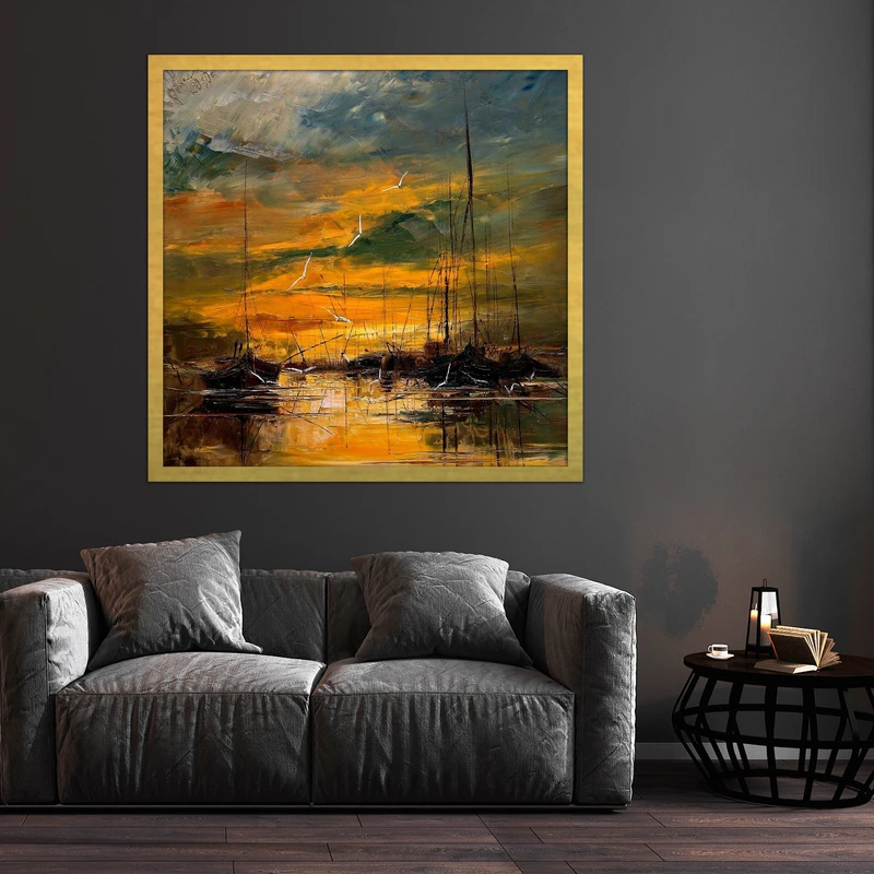 تابلو بکلیت طرح نقاشی مدل DY1037 فریم طلایی