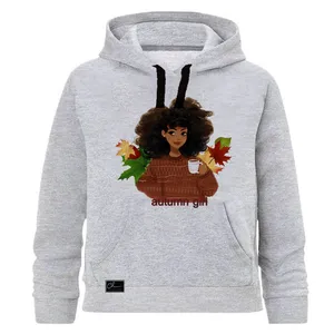 هودی دخترانه مدل دختر پاییز کد J09 رنگ طوسی